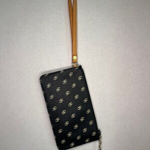 Black Wristlet with Gold Accents Dooney and Bourke